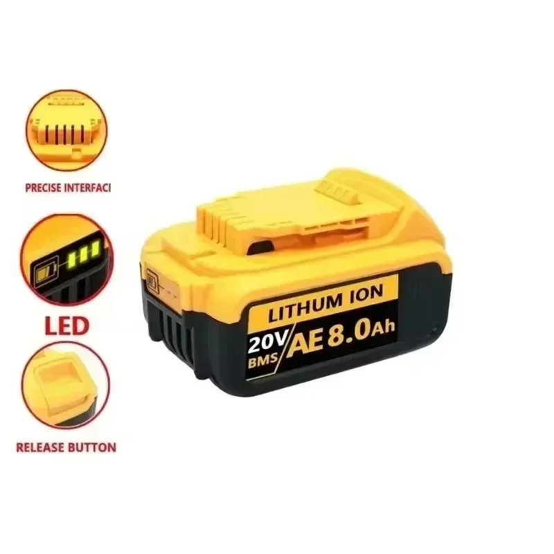 20V 18V DCB200 12.0Ah Replacement Li-ion Battery for DeWalt DCB200 DCB205 DCB201 Power Tool Battery 20 Volt MAX With Charger