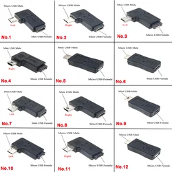 New Mini USB to Micro USB Adapter Plug 90 Degree Left&Right Angle Micro USB Male to Mini USB Female Type B Connector