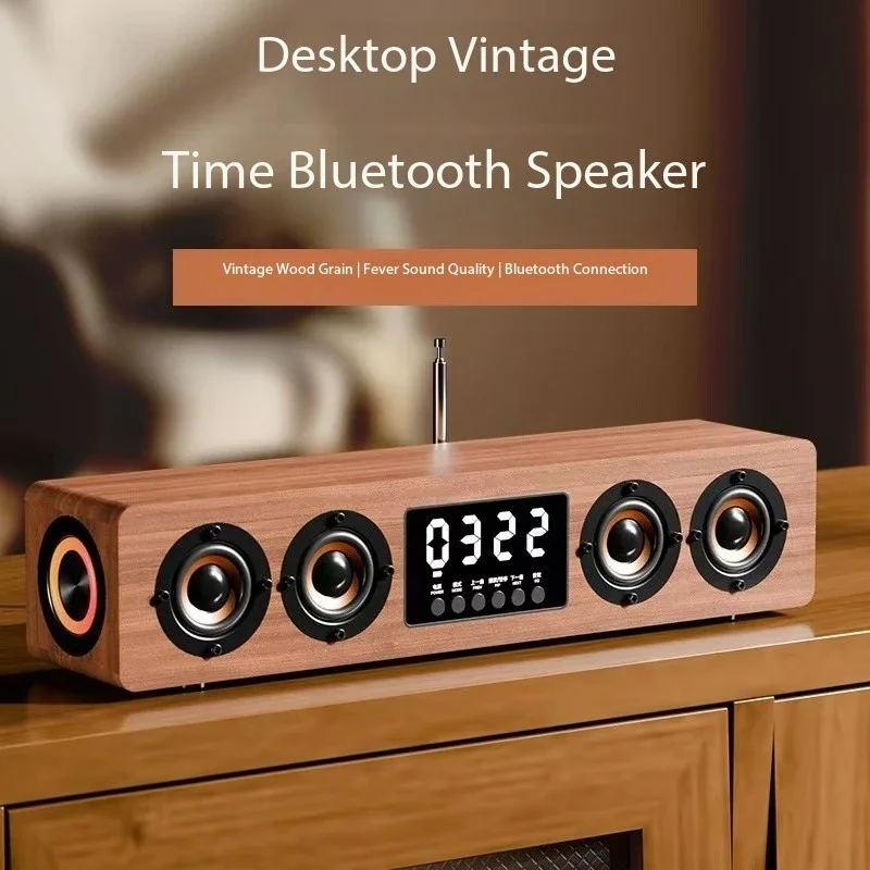 Super Powerful Bluetooth Speaker Wooden Subwoofer Caixa De Som Home Theater TV Sound Box Sound Bar Surround Stereo TF U Disk