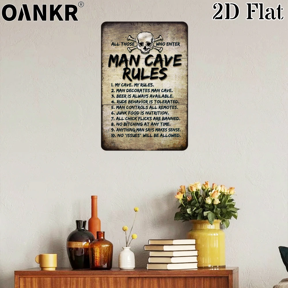 Vintage Art Wall Poster Metal  - Home Bathroom Rules recension och pris