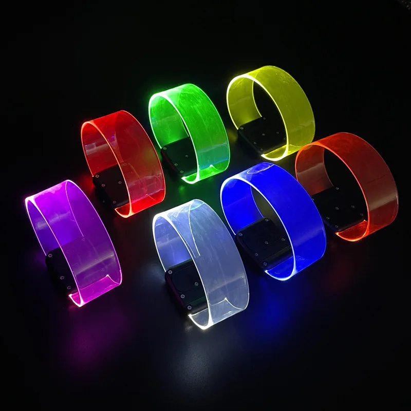 20/50/100pcs Luminous LED Bracelet Button Control 3 Flashing Modes Wristbands Outdoor Sports Armband Glow Halloween Party