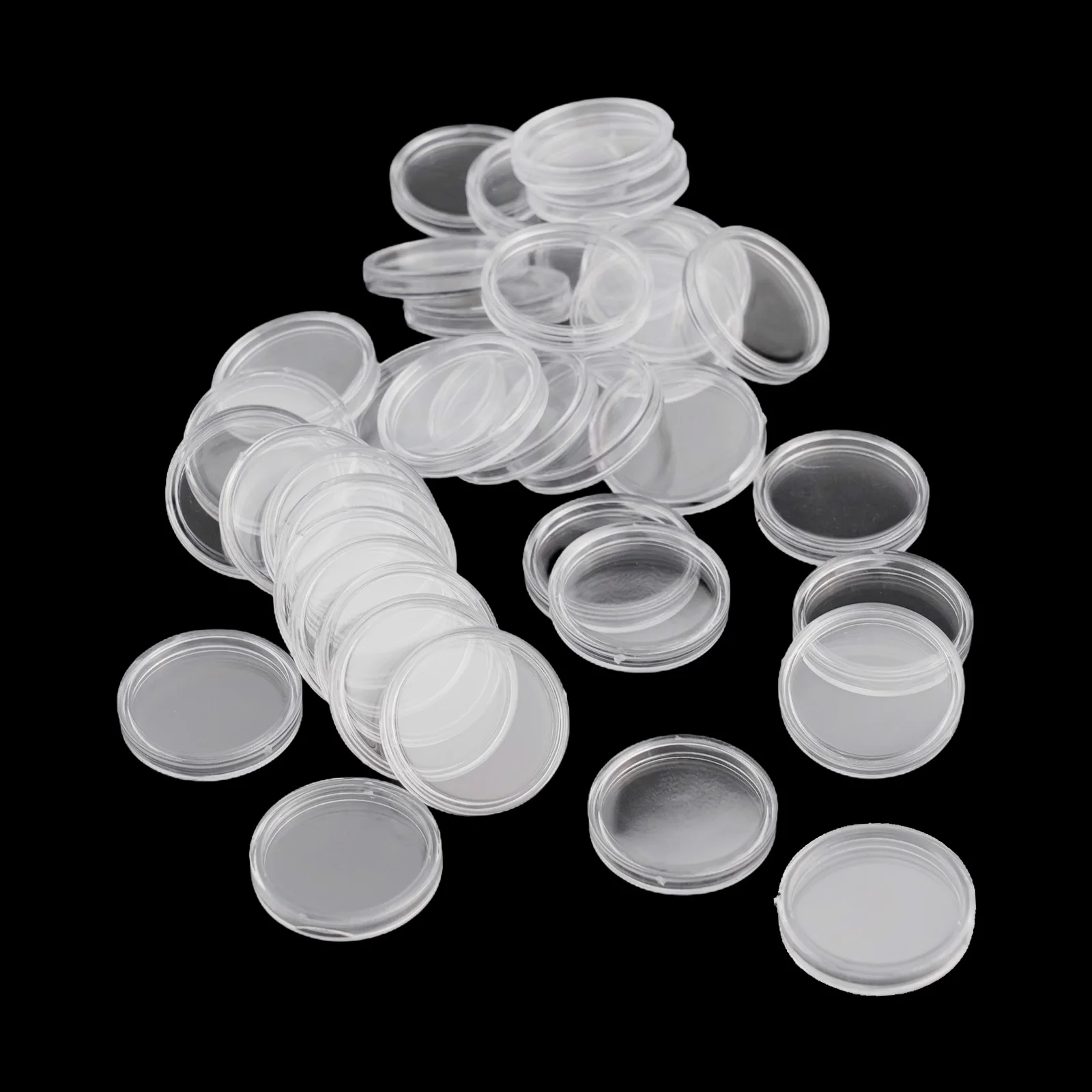 Round Plastic Coin Capsules, 22mm Diameter, 100pcs, Clear Storage Holder, Easy to Open, Ideal for Coin Collection