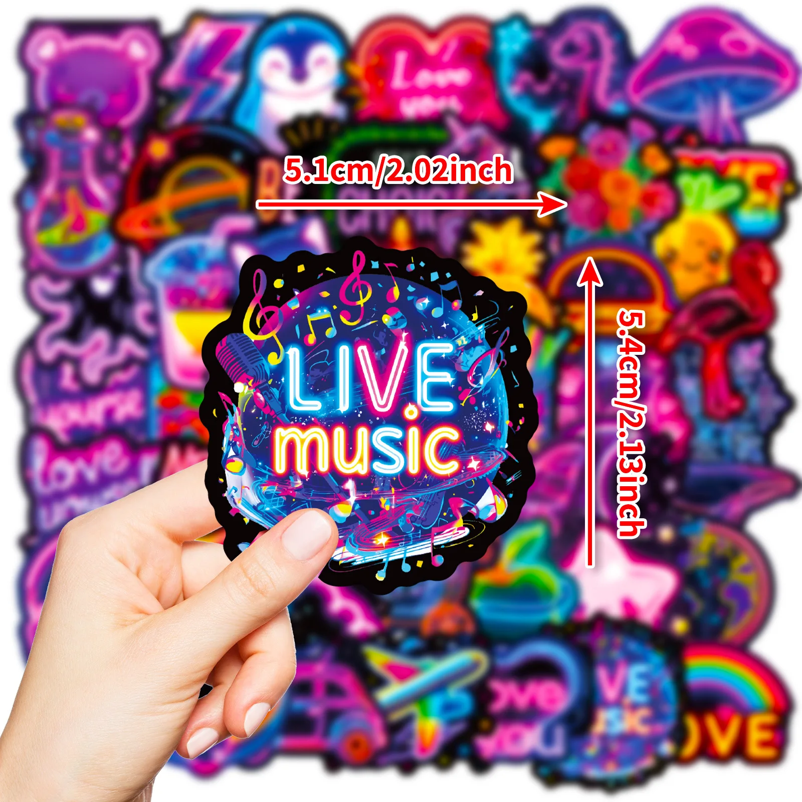 50pcs light pattern stickers, PP waterproof stickers decorate luggage, guitar, skateboard, refrigerator stickers Halloween 2025
