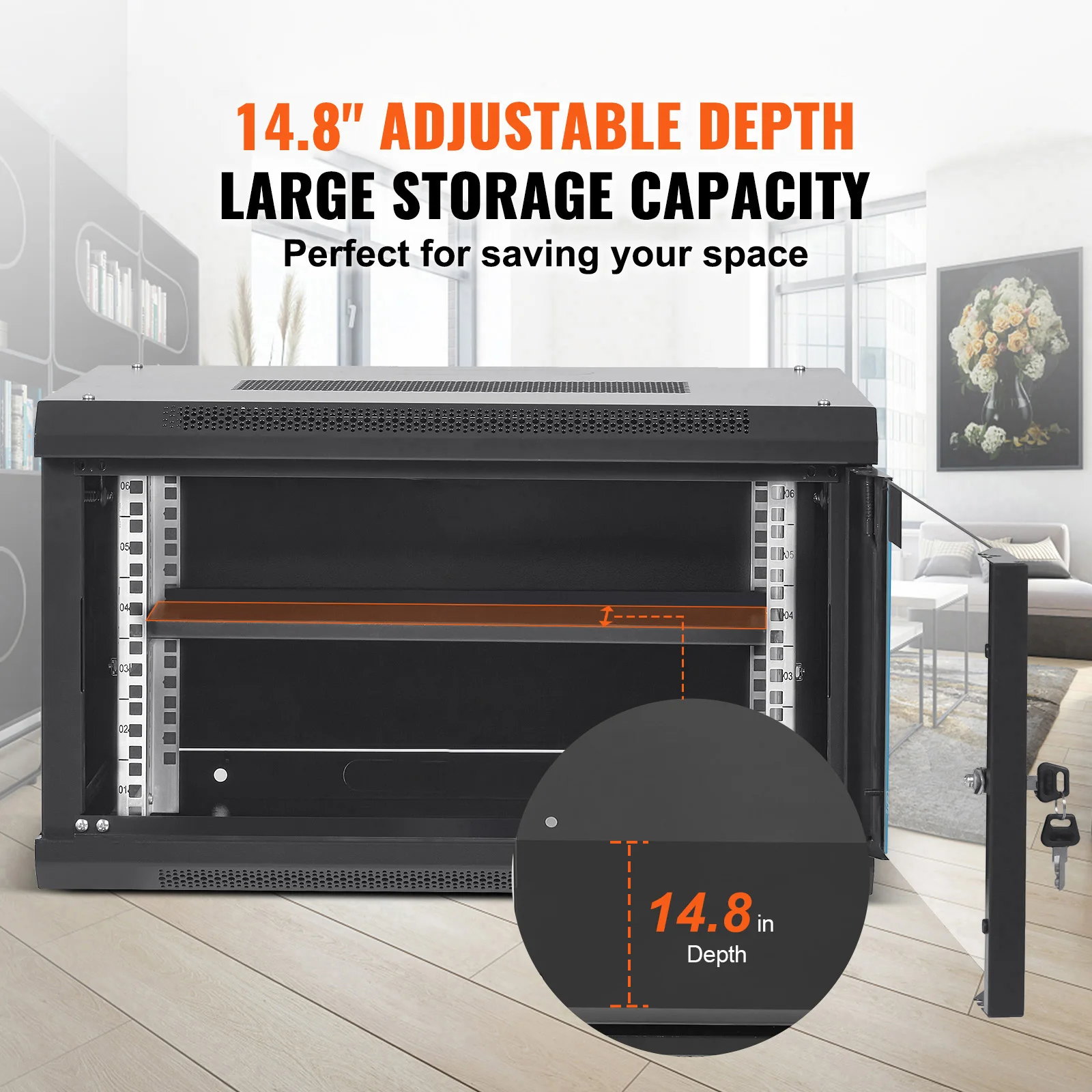 SucceBuy Multifunctional Network Server Cabinet 9U/6U/12U/15U/22U Floor Standing/Wall Mounted Server Enclosure for Data Center