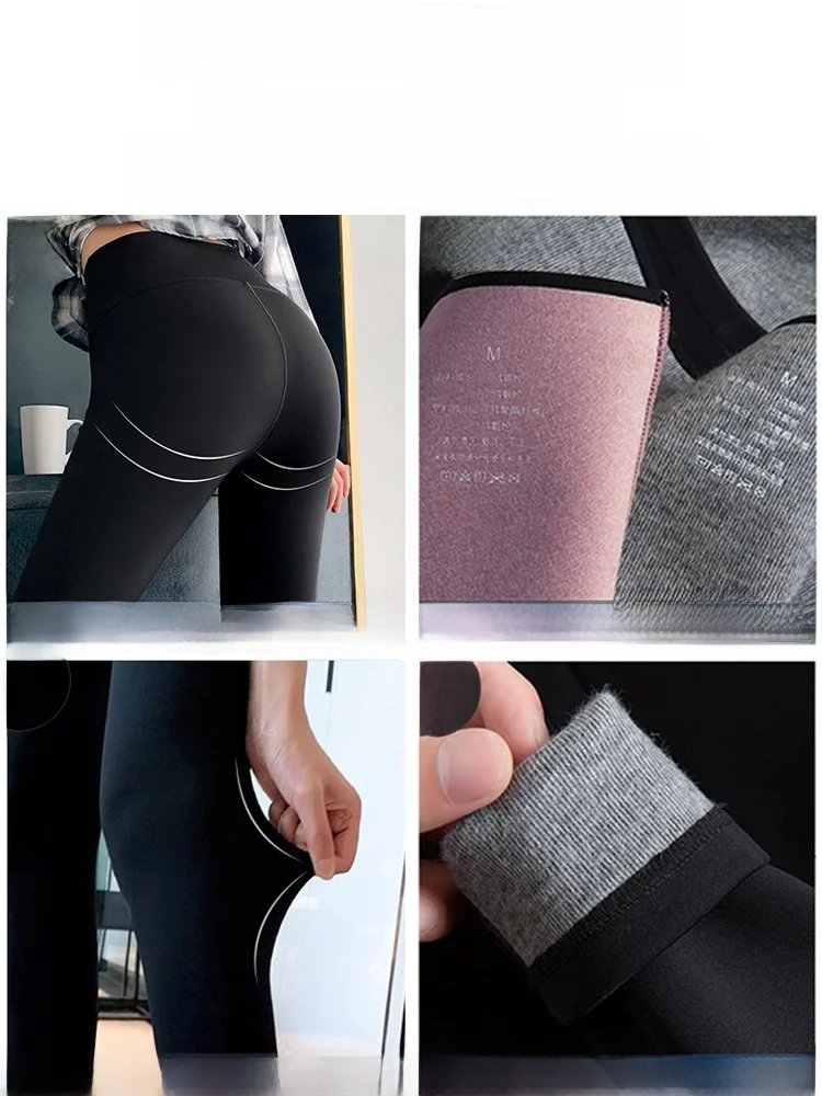 Pantaloni da yoga foderati in Fce a vita alta Pantaloni da arca dimagranti autunno inverno da donna Pantaloni casual a nove punte