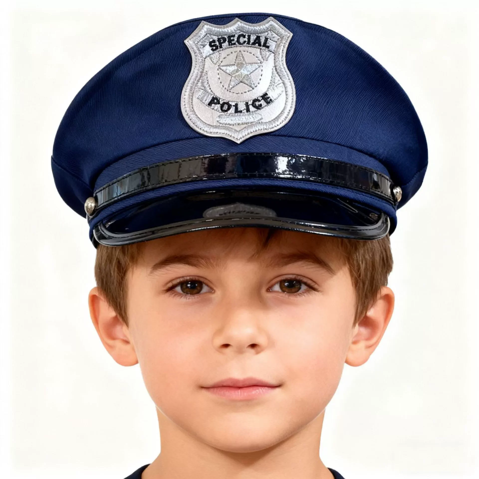 Adult Child Police Hat Octagonal Flat Top Hat Role Play Fun Props U.S. Police Hat Uniform Accessory Halloween Mardi Gras Party