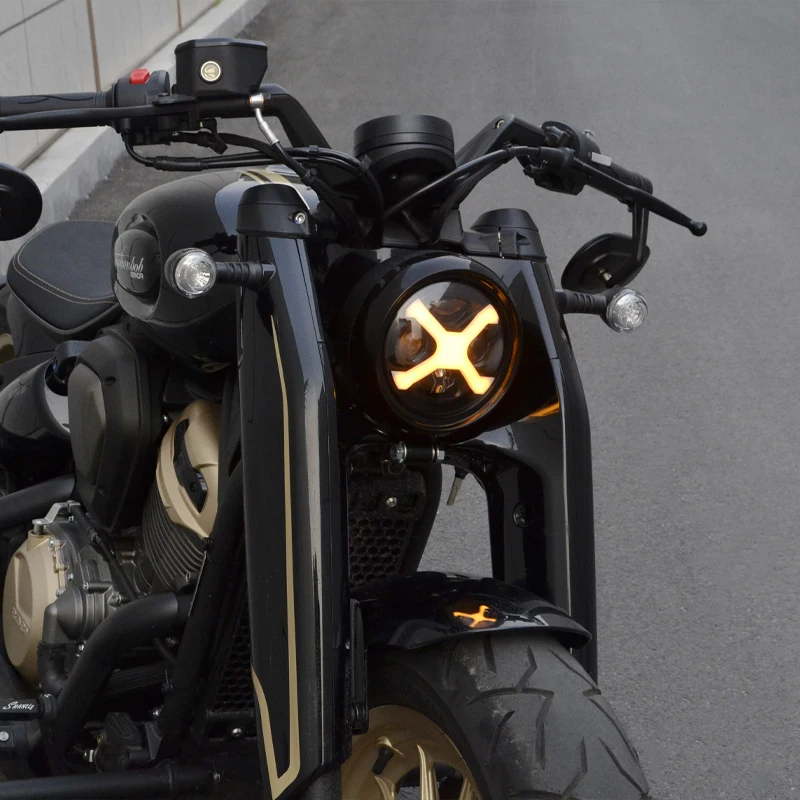 مناسبة للمصابيح الأمامية الرجعية المعدلة Benda Napoleon 450، المصابيح الأمامية اللامعة المقاومة للماء والغبار على شكل X، والدراجات النارية #1