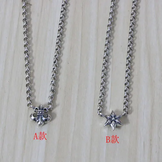 Japanese and Korean versatile 925 sterling silver six pointed star children's military flower pendant necklaceSweet female acces