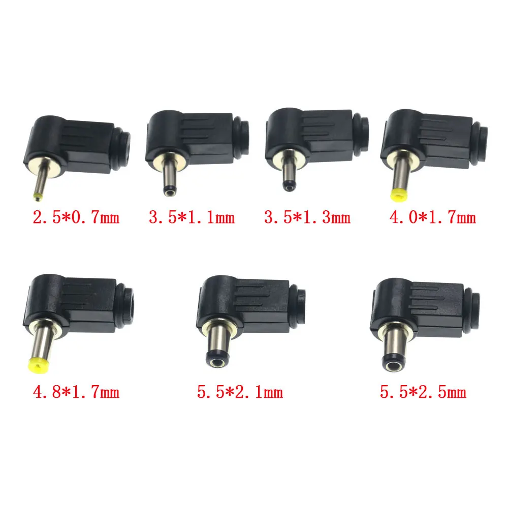 10 Stück DC-Stecker, 90-Grad-Winkel, 5,5 x 2,1 mm, DC-Netzstecker, Verkabelungsbaugruppe, 5,5 x 2,5 mm, Schweißdraht, Typ 4,8 x 1,7 mm, 4,0 x 1,7 mm, 3,5 x 1,35 mm