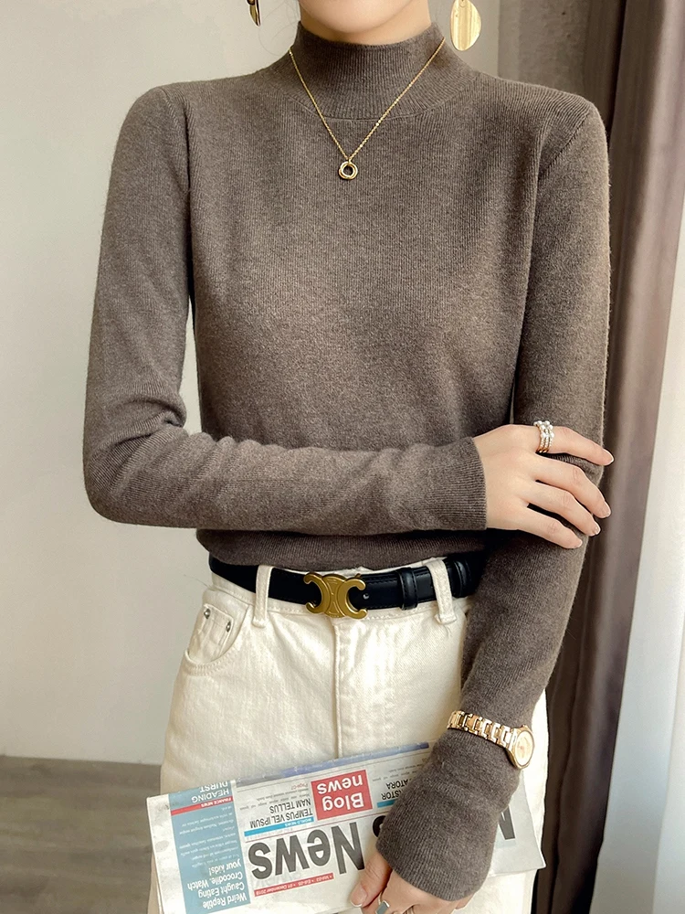 Women's Half Turtleneck Sweater Fall and Winter Inner Wear Bottoming Shirt Slim-Fit Figure Flattering Sweater New Versatile Top