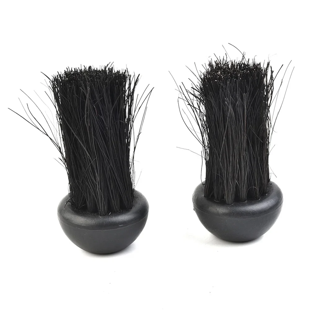 Hearth Brush Head Fireplace Brush Round 3/8 Inch Threaded Hole Black Fireside Hair Length 7.5cm Plastic Handle