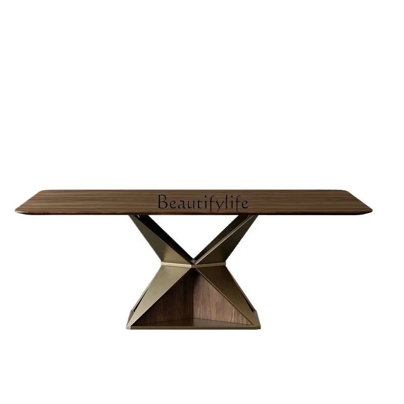 

ls51Modern simple light luxury South American black walnut solid wood dining table rectangle