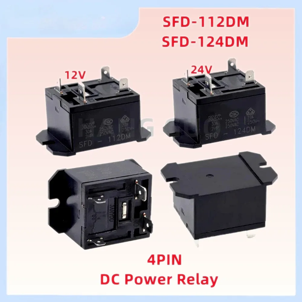 Relé de Potência DC 30A 12V 24V SFD-112DM SFD-124DM 4 Pinos Substituível HF37F-012-1H