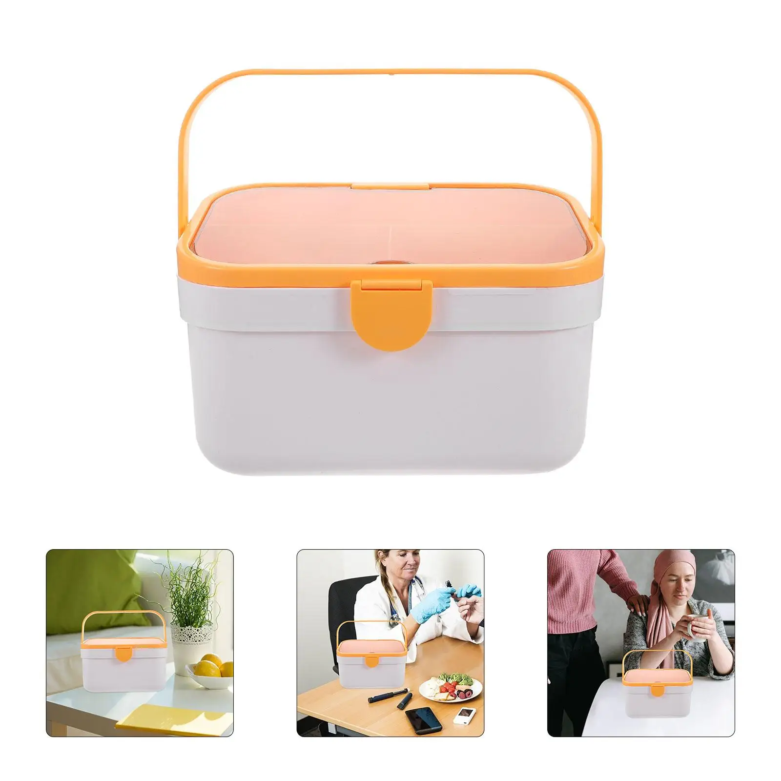 Household Medicine Box Large Capacity White Plastic Storage Boxes Daily Tablet Organizer Medication Storage Portable Handle Dry