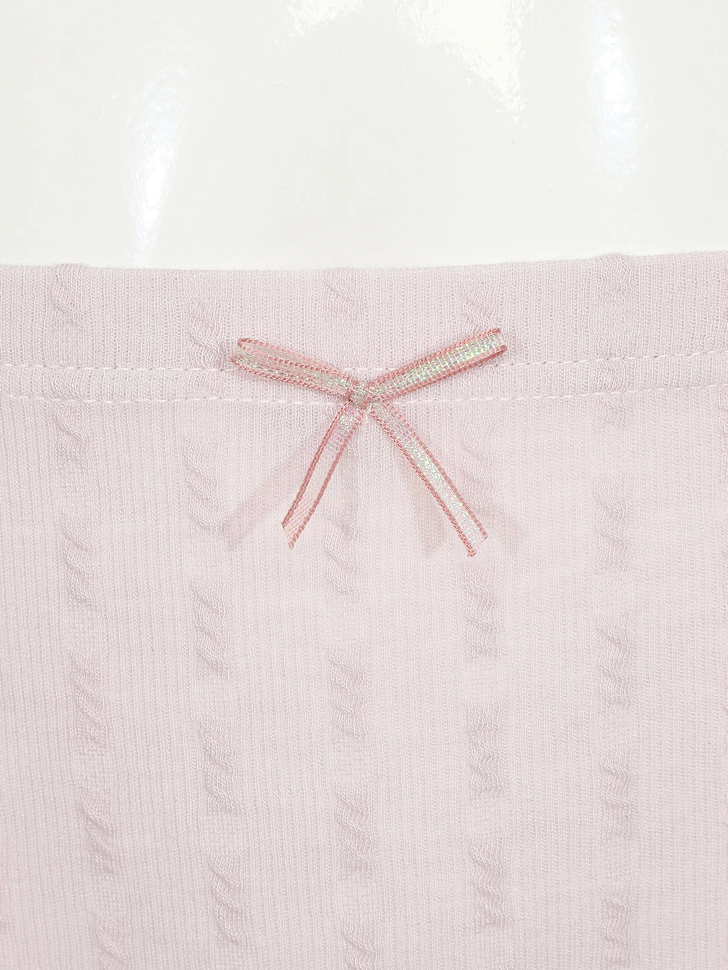 

Kids Girls Bowknot Lace Trim Ribbed Shorts Underwear Elastic Waistband Solid Color Panties Children's Safety Shorts for Dress