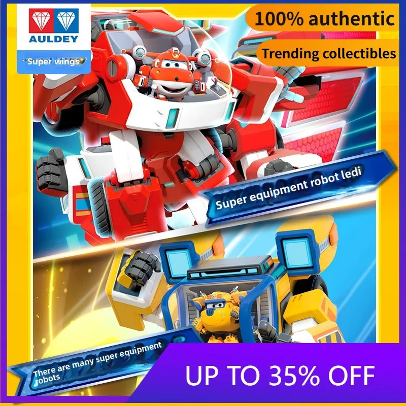 

Auldey Double Diamond Super Wings Toys - Jett, Donnie, Large Vehicle Playset, Super Robot, Equipment Mecha Suit Set for Kids