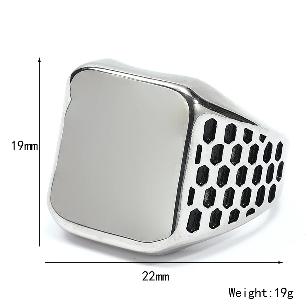 Neuer Retro Geometrischer Quadratischer Ring Mode Titan-Stahl Schmuck für Männer & Frauen Trendiges Finger-Accessoire – Detail 2
