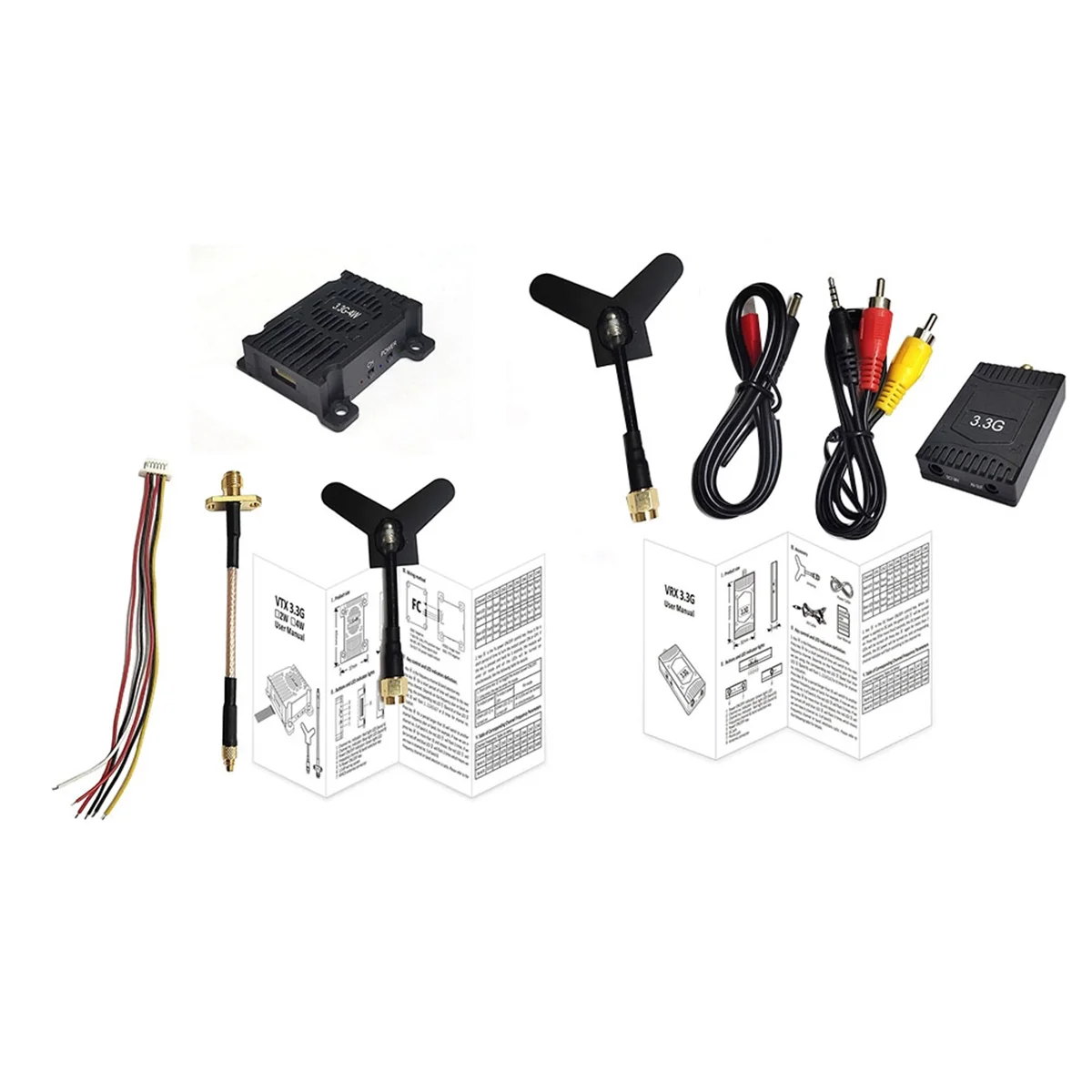3.3G 4W FPV VTX 4000Mw+3.3G FPV VRX Kit 16CH FPV Video Transmitter Receiver for FPV RC Racing Drone