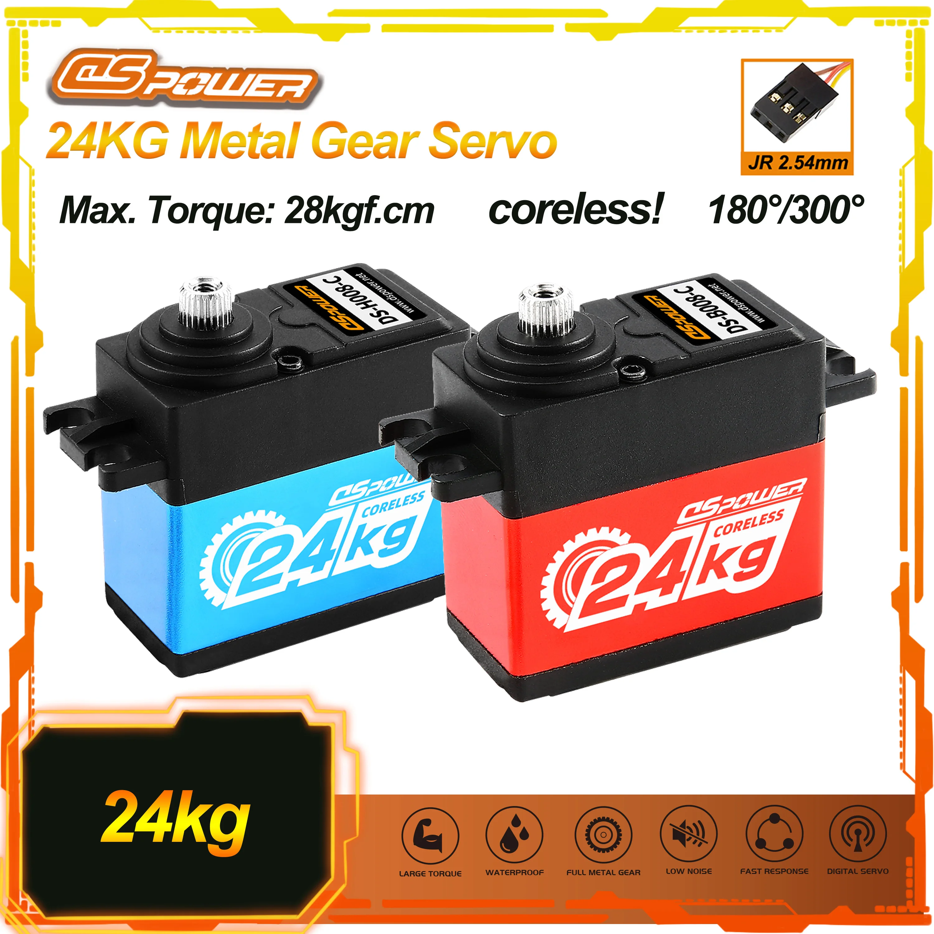 DSpower 24KG Waterproof Coreless Metal Gear RC Servos for 1/8 1/10 RC Cars Remote Control Car Drift Boat Wltoys Redcat HSP