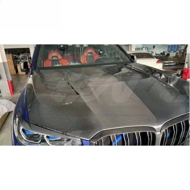High Quality New Style Real Carbon Fiber Front Hood Bonnet Black Screw-On for X3M X4M F97 F98 19-On Perfect Match