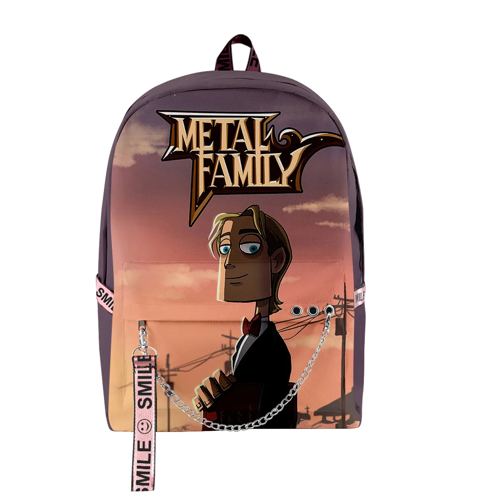 Hip Hop Jugendliche Schultaschen Unisex Lustige Metall Familie Anime Reisetaschen 3D-Druck Oxford Wasserdichte Notebook Schulterrucksäcke