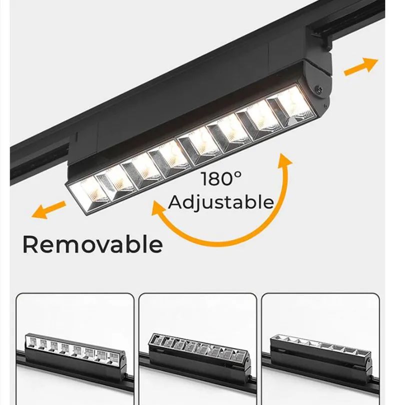 ไฟสปอตไลท์ LED 2เส้นปรับได้20W 30W เพดานไฟ LED รางโคมไฟเชิงเส้นโคมไฟในร่ม