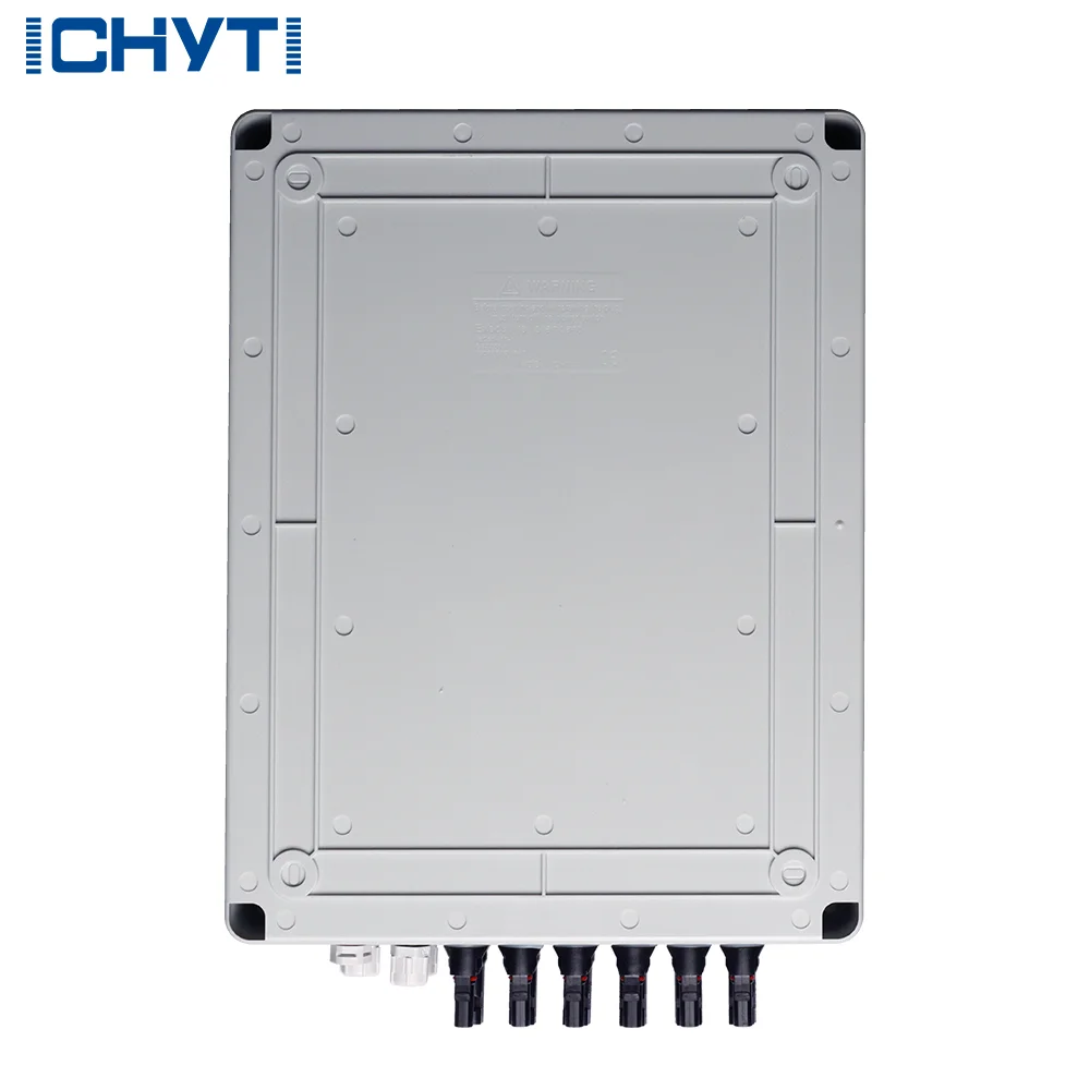 IP65 15A plastic DC solar connector with lock indicator, lightning surge protection, 6-string PV array, 6 in 1 out combiner box.