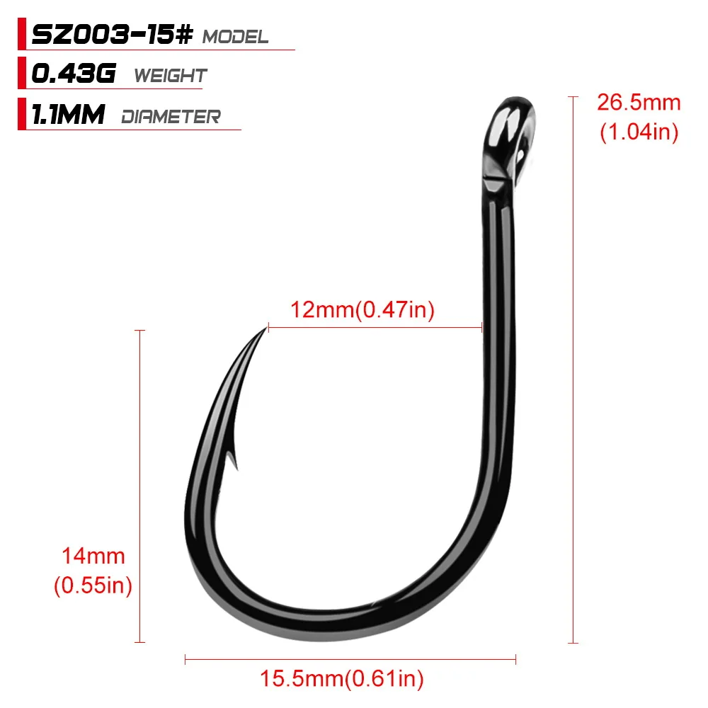 20pcs Carp Fishing Hook Black Color Barbed Circle Hooks Fly Fishing Sharp Hooks Carbon Steel Sea Tackle Accessories Worm Hooks