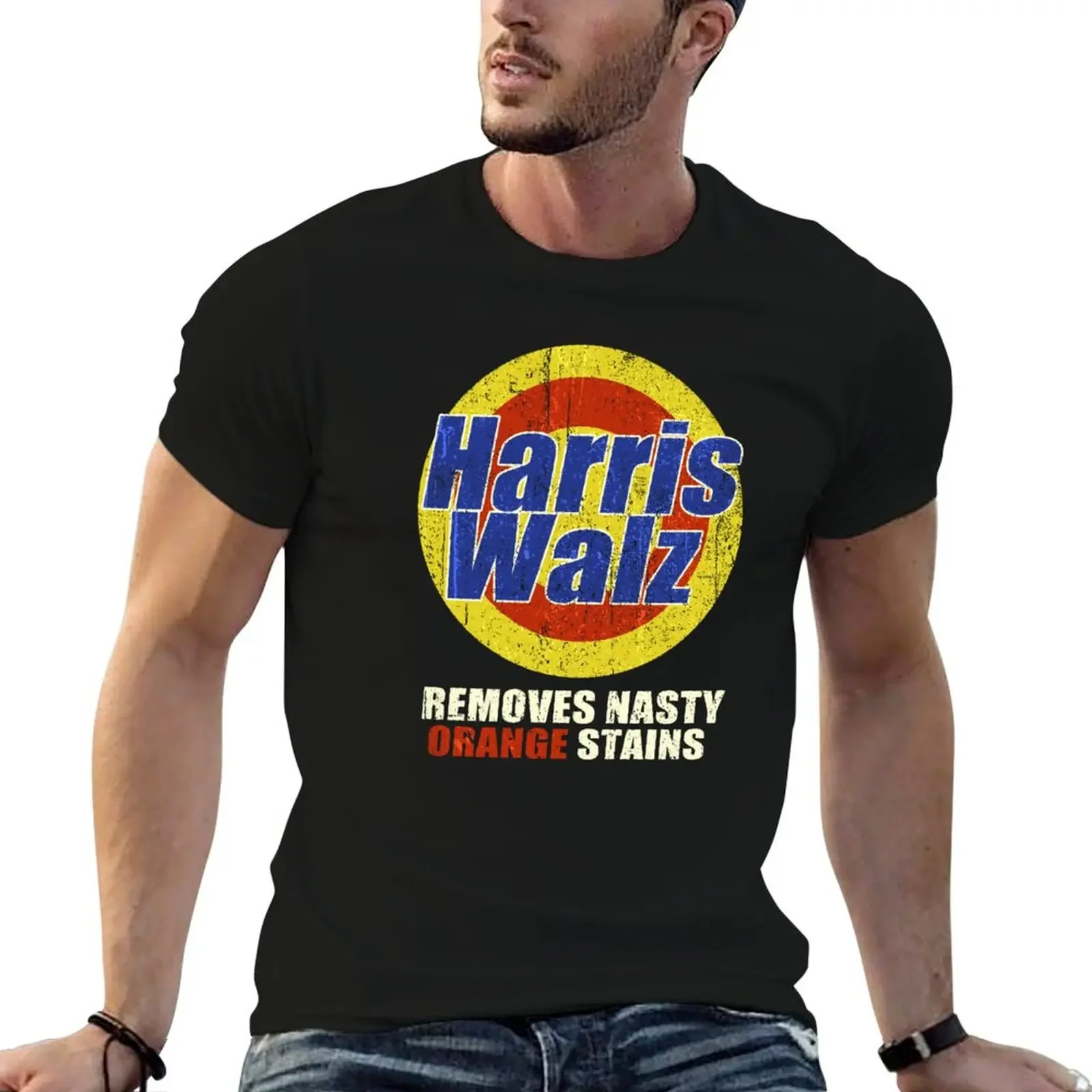 Harris Walz Removes Nasty Orange Stains T-Shirt Short sleeve tee vintage heavyweights plus sizes shirts men graphic