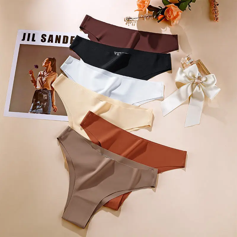 

Non-marking Ice Silk Panties Breathable Cotton Crotch Sports Yoga Sexy Triangle Pants High Quality Comfortable Underwear