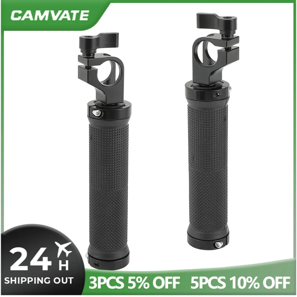 CAMVATE Camera Rubber Handgrip With Double-End Locking Ring & 19mm Single Rod Clamp Adapter For DSLR Camera Rod Support System