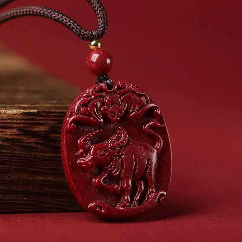 Cinnabar Birth Year Natural Genuine 12 Zodiac Guardian Female Good Lucky Pendant Male Safety Buckle Amulet Gifts For Children