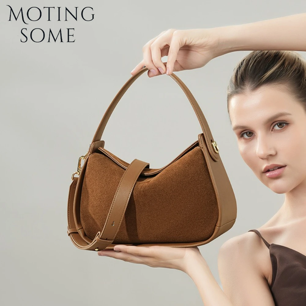 

Motingsome Suede Leather Shoulder Bag Woman Luxury Designer Bags High Quality Matte Underarm Saddle Pillow Daily Tote 2025 New