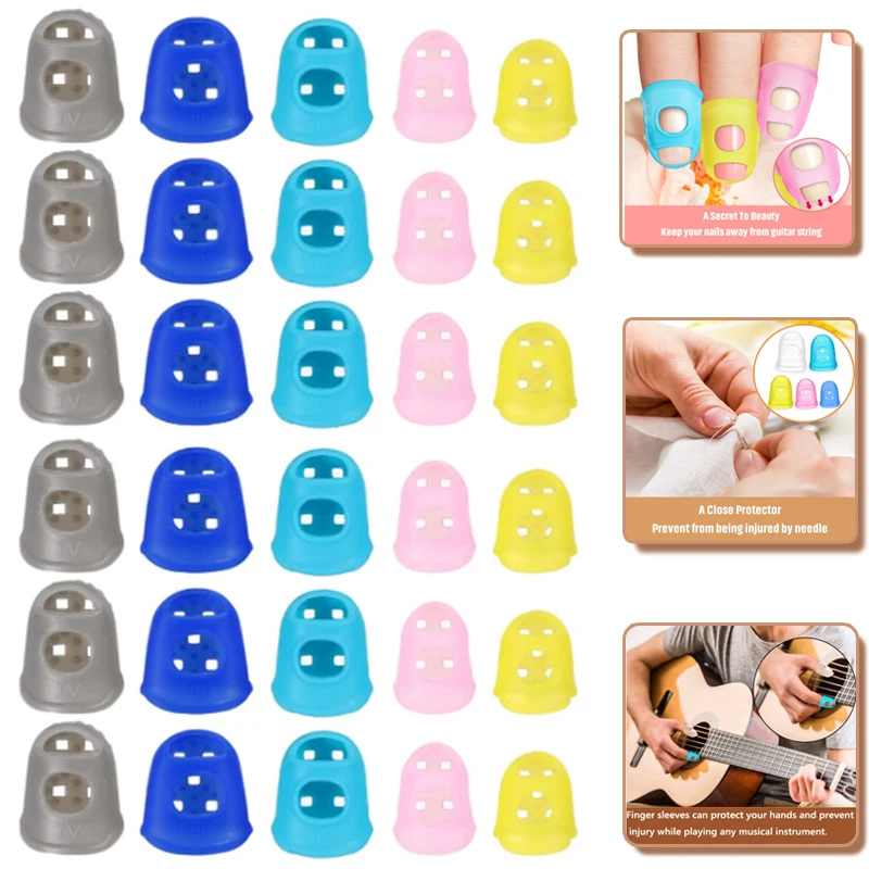 5/10Pcs Silicone Finger sleeve Slip Anti-scalding Needle Flip Book Money Playing Piano Thimble Tip Hollowed Out Breathable