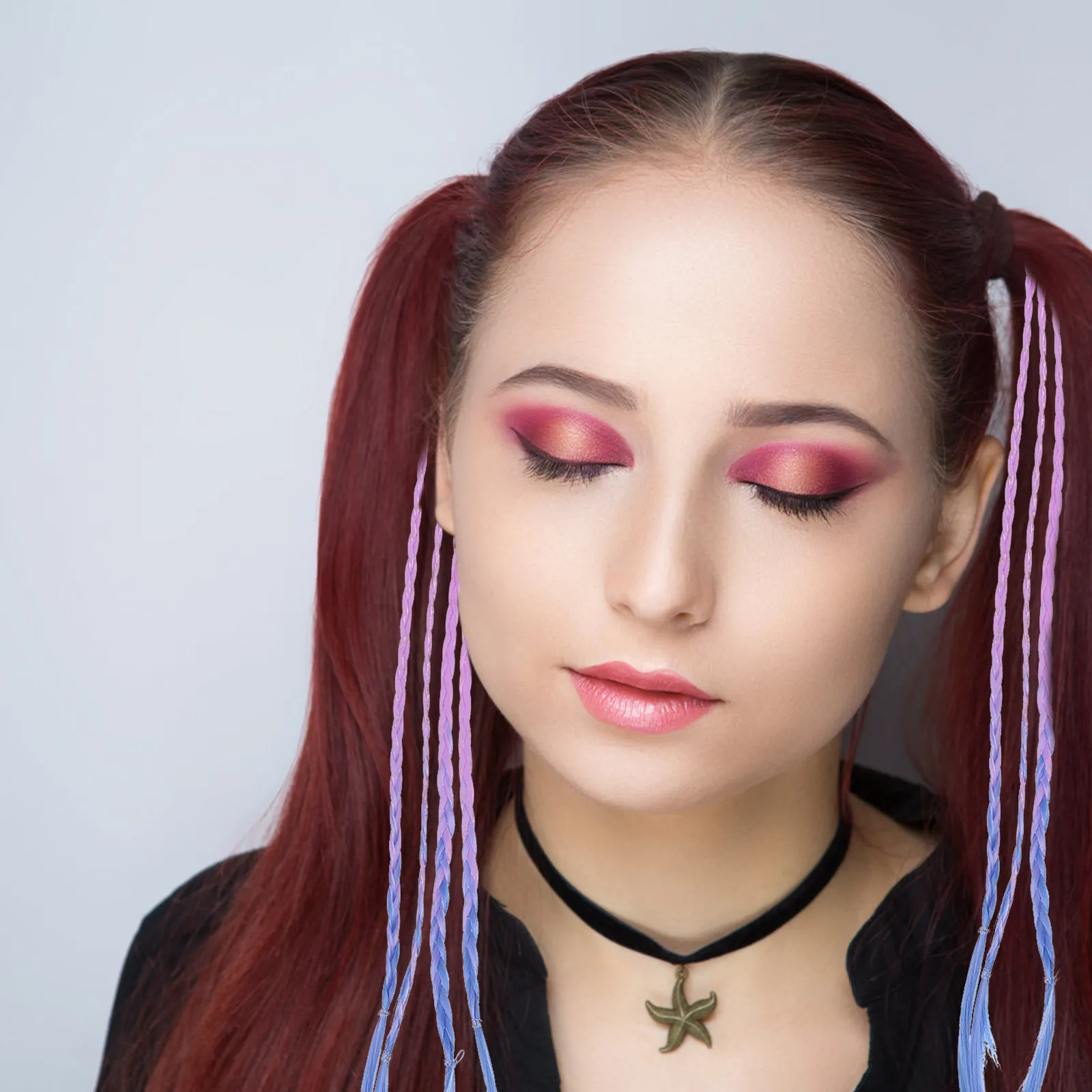 6Pcs Colorful Braided Hair Extensions for Girls Natural Looking Braids Hair Rings Perfect for Beach Party Cosplay Wedding