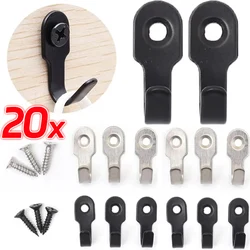 1/20pcs Mini Stainless Steel J-shaped Hook with Screw Items Key Rack Wall Punching Hook Kitchen Accessories Bathroom Hardware