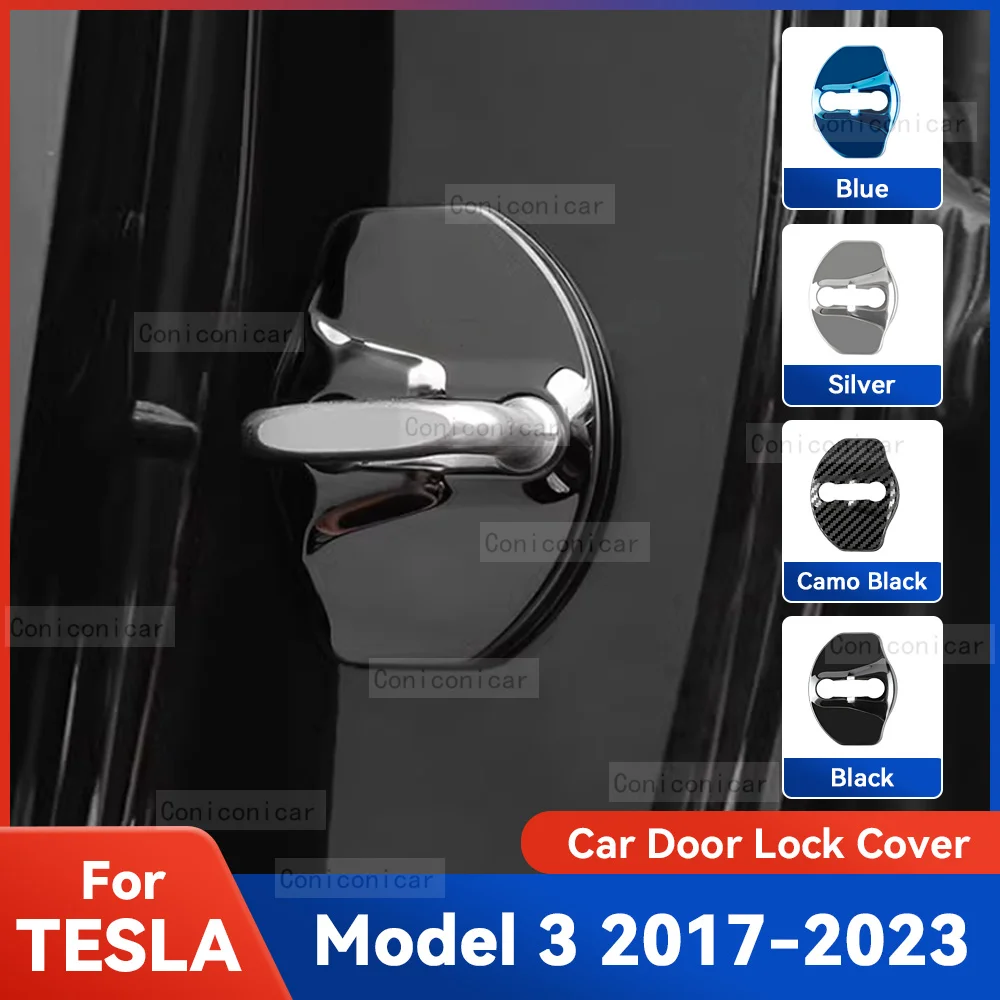 

Auto Car Door Lock Protect Cover Emblems Case Stainless Steel Decoration For TESLA Model 3 2017-2023 Protection Accessories