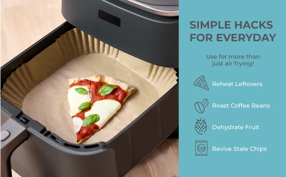 KITCHEN GENIE Einweg-Airfryer-Einlagen, BPA-frei, 50 Stück, Antihaft-Backpapier, praktisch zum Kochen. – Detail 3