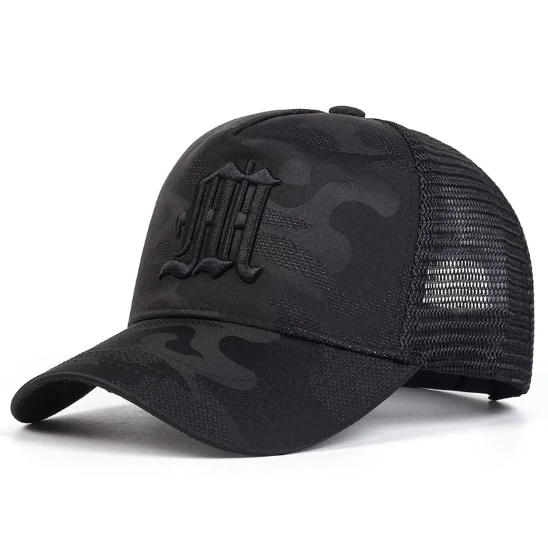 Unisex M Letter Embroidery Camouflage Baseball Net Caps Outdoor Adjustable Spring and Summer Casual Sunscreen Hat