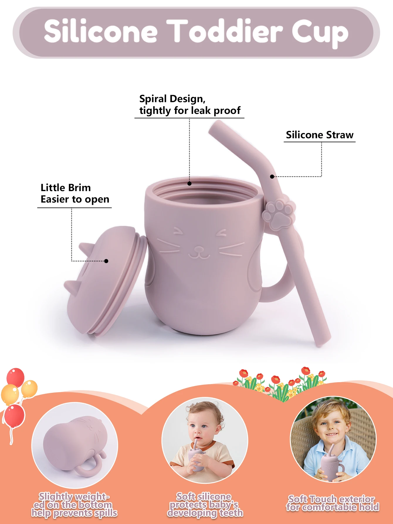 150ML Baby Learning Feeding Cup Kid Feeding Drinkware Straw Bottles Anti-Hot Leakproof Silicone Tableware Toddler Water Bottle