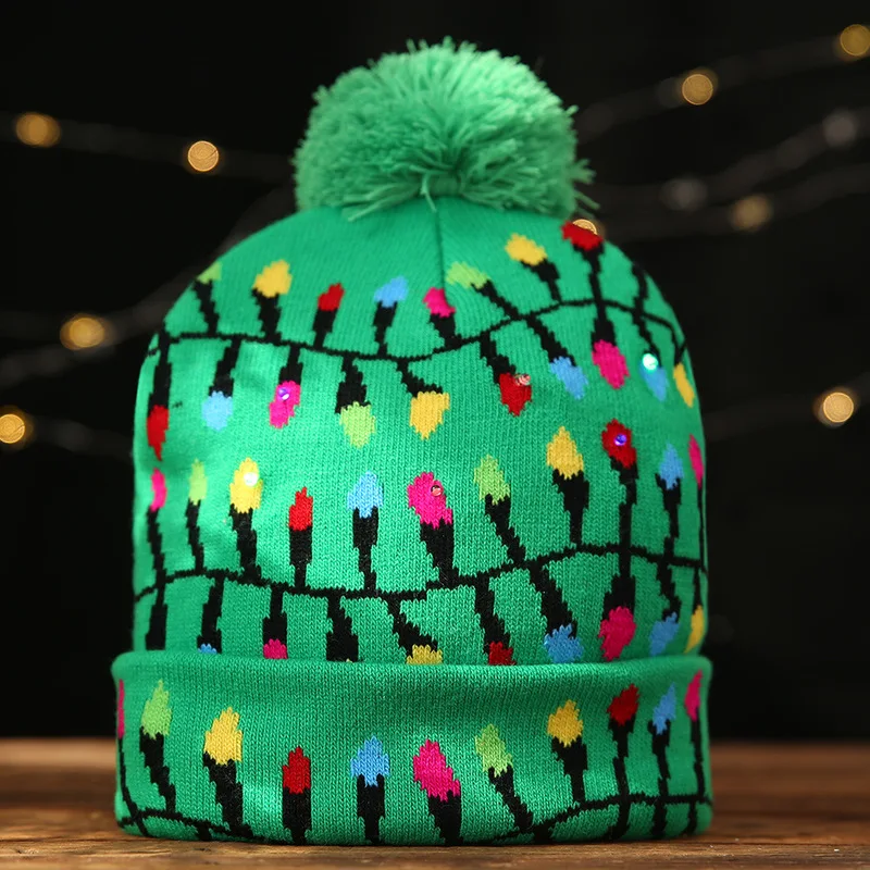 Led Kerst Hoed Trui Gebreide Beanie Christmas Light Up Gebreide Muts Kerstcadeau Voor Kinderen Xmas 2021 Nieuwe Jaar Decoraties