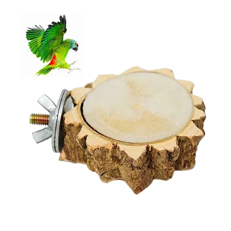 

Natural Wooden Bird Perch Round Parrot Stand Toy Lovebird Playground Hamster Chinchilla Resting Frame Birdcage Accessories