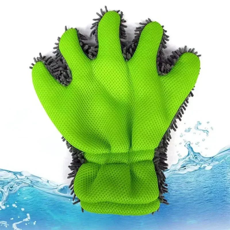 

Chenille Sandwich Mesh Absorbent Car Wiping Gloves Multifunctional Household Cleaning Gloves Car Wash Accessories