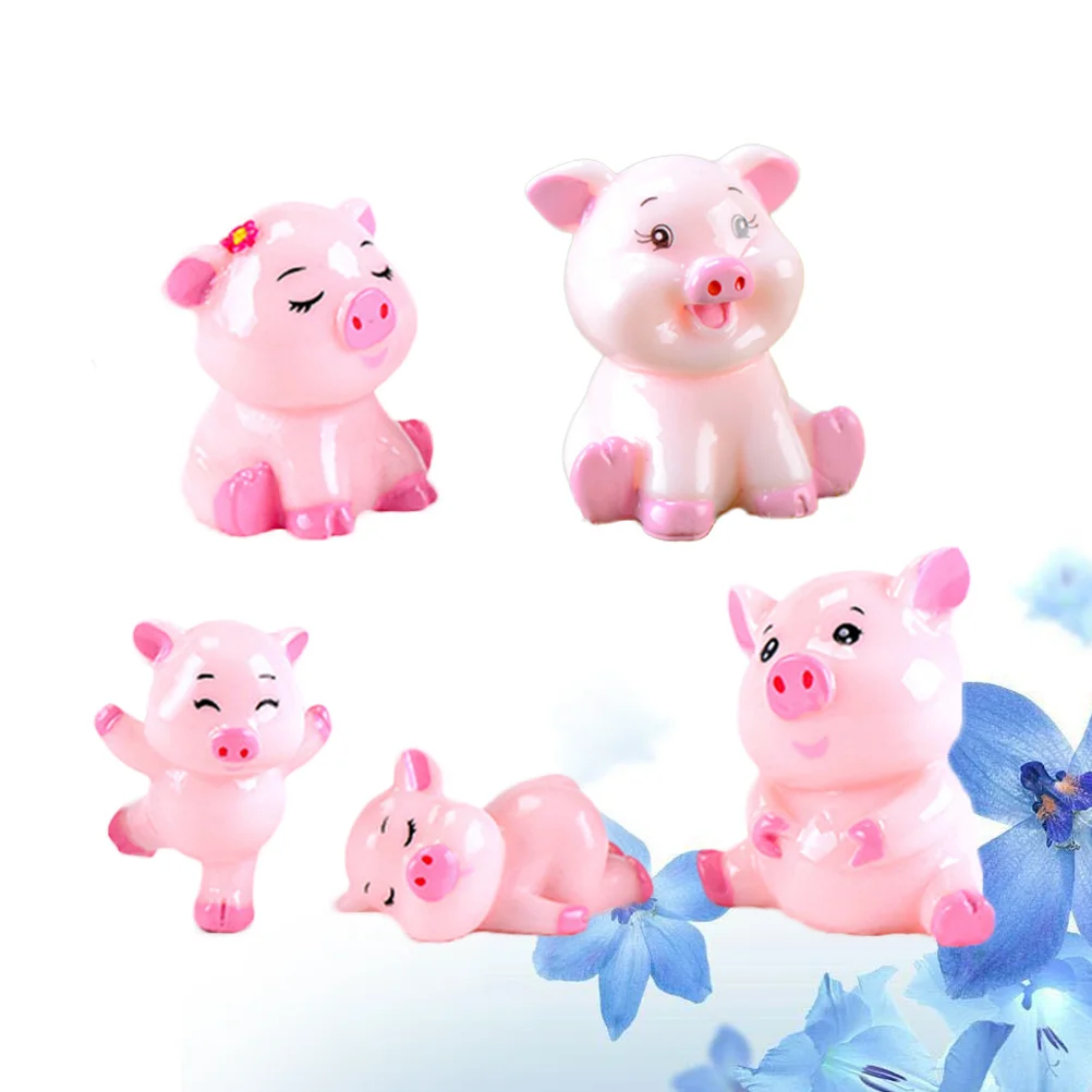 

5Pcs Pink Resin Pig Shape Bonsai Decor Micro Landscape Ornament Ideal for Succulent Desktop Resin Ornament Craft Garden
