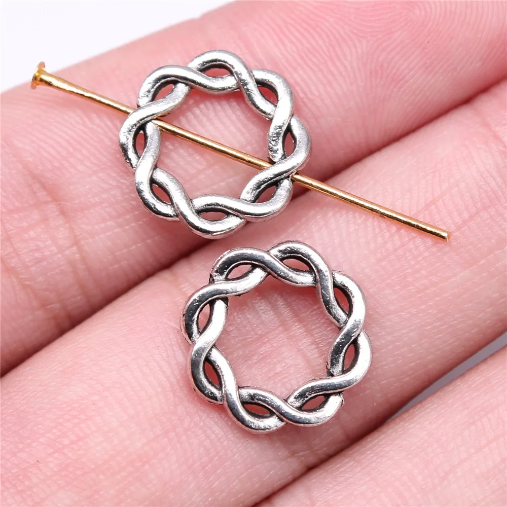 IFOCUS 10pcs/Lot Hemp Wreath Charms For DIY Jewelry Making Zinc Alloy 14x14mm/0.55x0.55inch