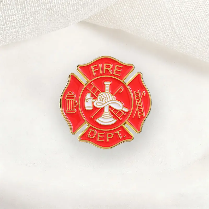 Firefighter Uniform Hat Bag Badge Fire Dept Enamel Pins Fashion Lapel Metal Brooches Backpack Clothes Jewelry Gift for Friends