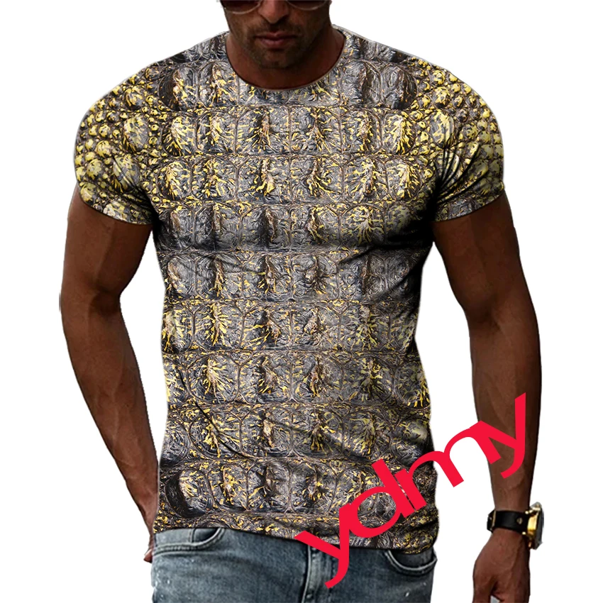 

Summer Crocodile Quick-Dry Men's T-shirt Hip Hop 3D Print Personality Neck Short Sleeve Fashion Clothes