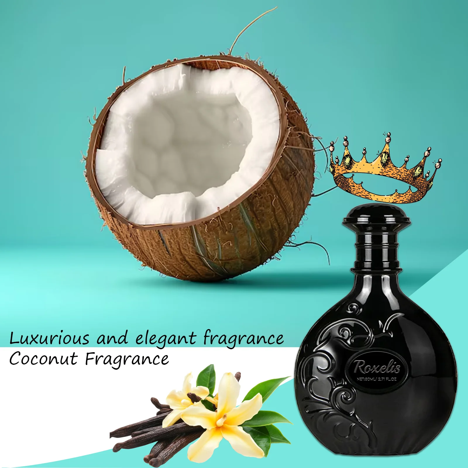 

ROXELIS Premium Luxury Elegant Fragrance Vanilla Coconut Caramel Long Lasting Romantic Sweet Scent For Women Daily Dating Gift