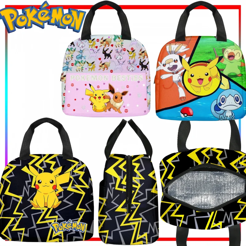 

Новая термосумка с изображением Покемона, сумка для обеда с рисунком Пикачу, большая вместимость, шнурки для еды для пикников, праздничные подарки, портативное хранилище