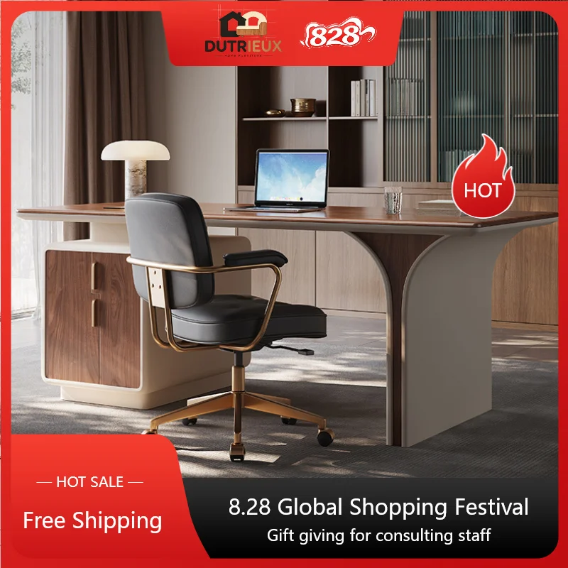 Designer Luxury Storage Executive Desk Wood Modern Asthetic Standing Study Computer Desks Laptop Home Escritorio Furniture